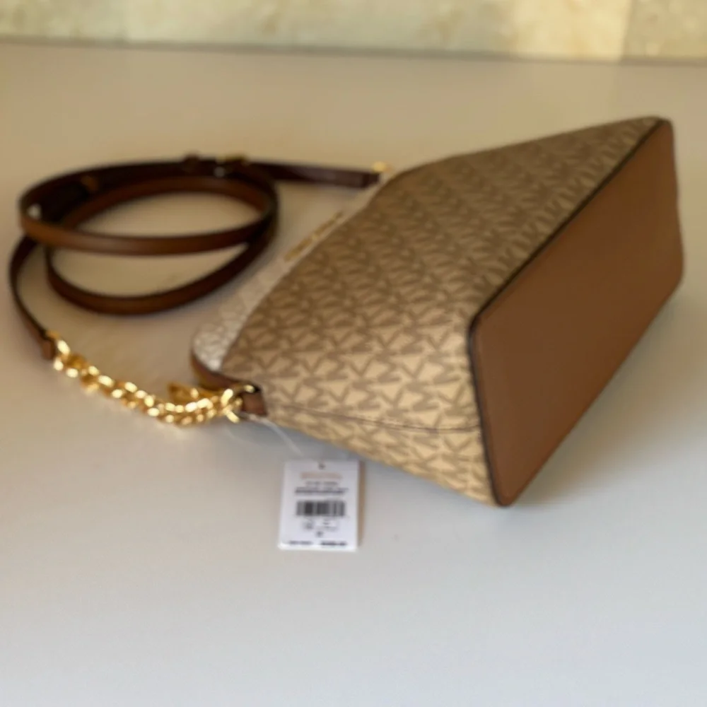 Michael Kors Jet Set Travel Dome Brown Crossbody Bag + Wallet Set - Picture 8 of 15